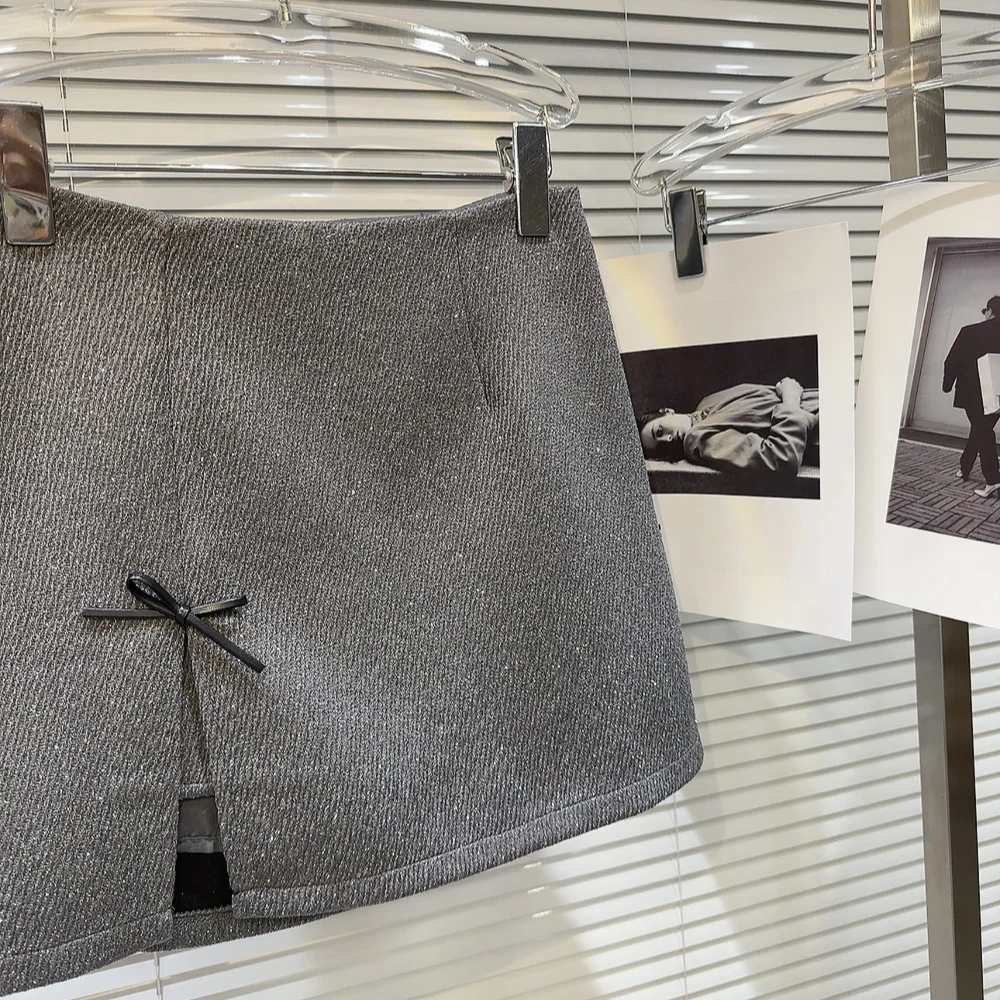 2026年春 ハイウエスト オルトスカート レディース ファッション ノットツイードスカート フレンチスタイル デイリーウェア Aラインスカート