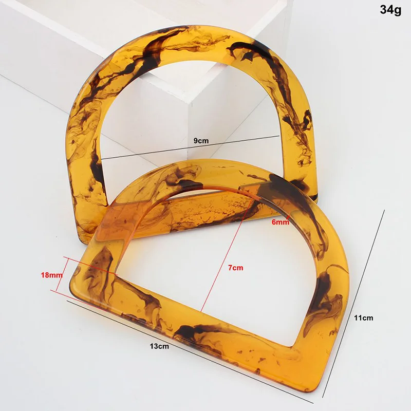 Tortoiseshell Unique Resin Handle Fashion D-shaped Handles Bags Handbags For Leather Womon Bag Making Parts D-Shaped Handle