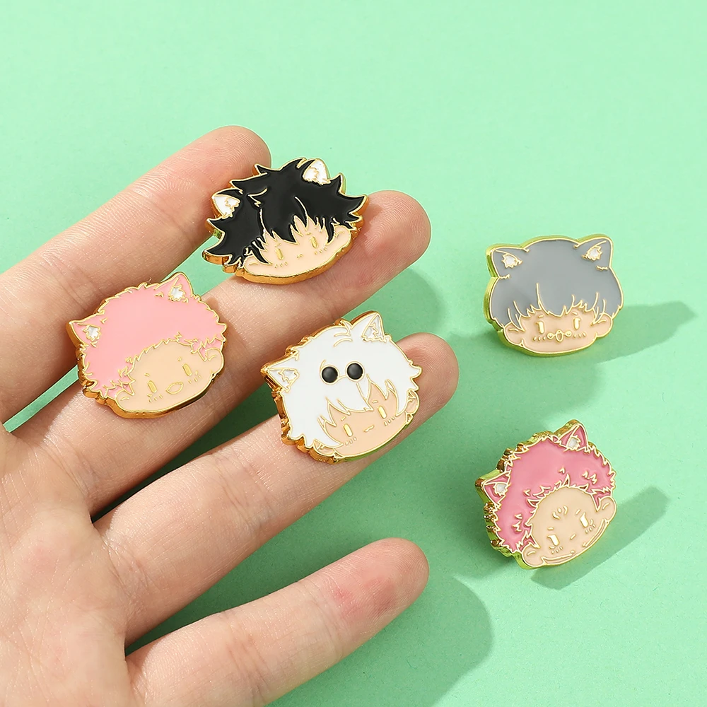 Anime Jujutsu Kaisen Cute Enamel Brooch Kawaii Anime Character Megumi Gojo Satoru Yuji Lapel Pins for Jacket Backpack Toy Gift