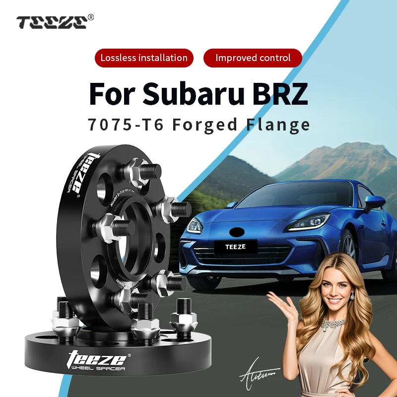 Teeze 2/4pcs 5x100 CB 56.1mm M12x1.25 Hub Centric Black Forged wheel spacer For Subaru BRZ Flange Plate15/20/25/30/35mm