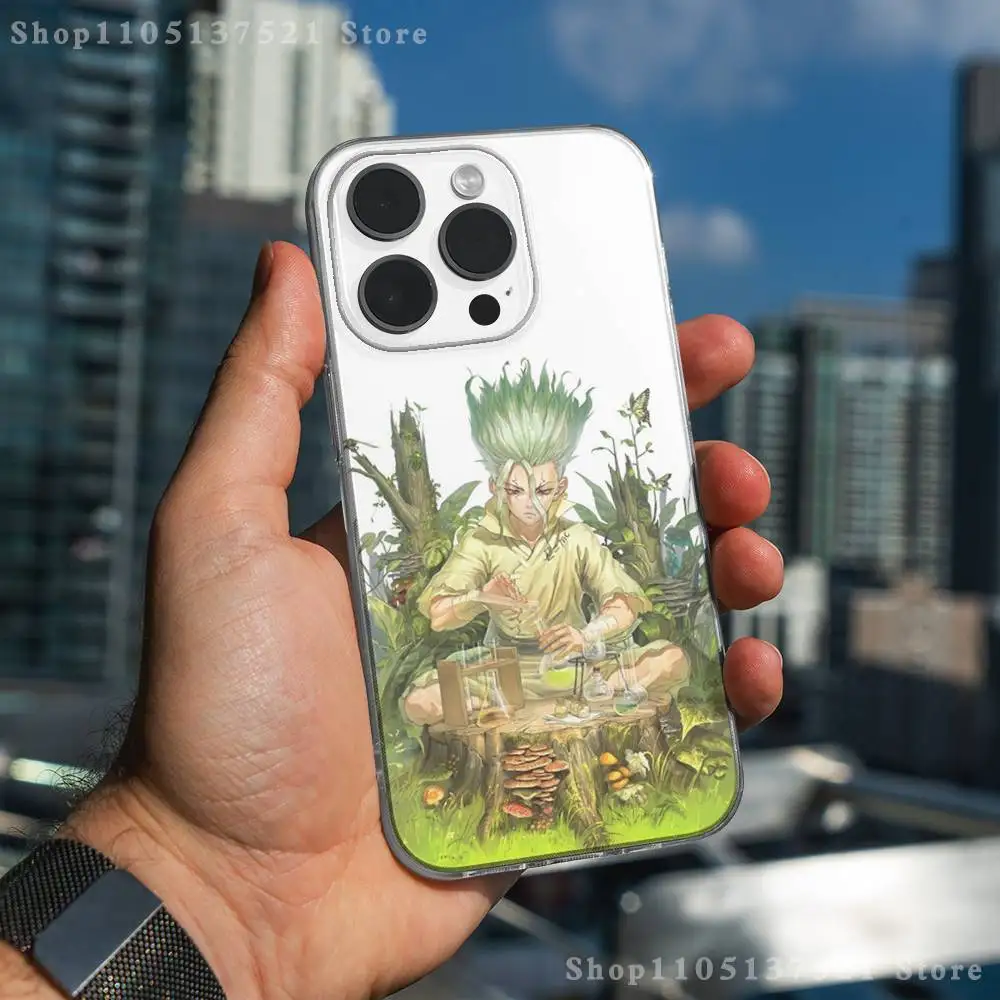 حافظة هاتف أنيمي D-Dr S-STONE لهاتف آيفون 17,16,15,14,13,12,11 Pro,Max,Plus,X,XS,XR,SE4,E غطاء ناعم شفاف صغير