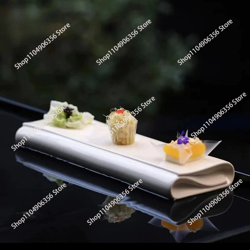for  folding strip plate cold  sum  molecular cuisine creative dish  flat plate western restaurant