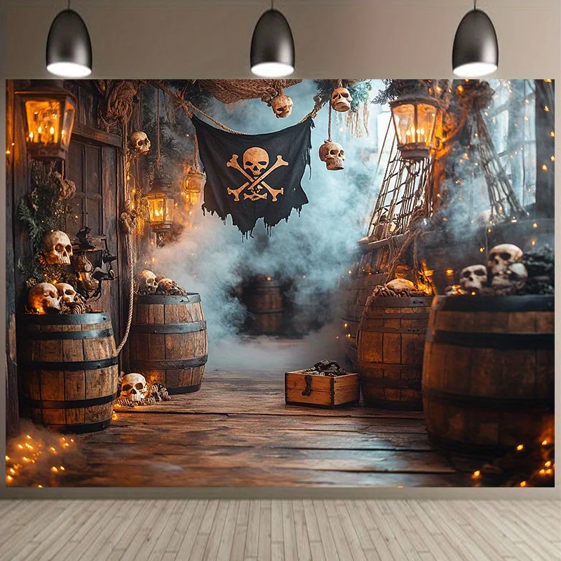 Fotohintergrund und Partyhintergrundtuch mit Piratenmotiv, perfekt für Partyflaggen im Innen- und Außenbereich
