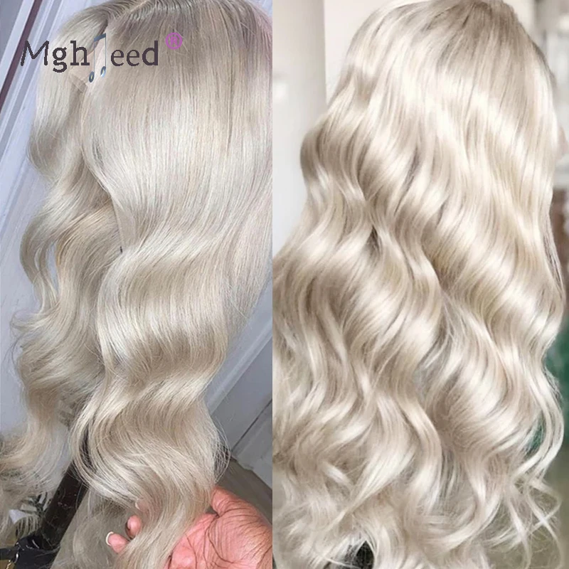 13x4 Straight Ash Blonde Lace Front Human Hair Wigs For Women Grey White Transparent HD Lace Frontal Wig Peruvian Hair