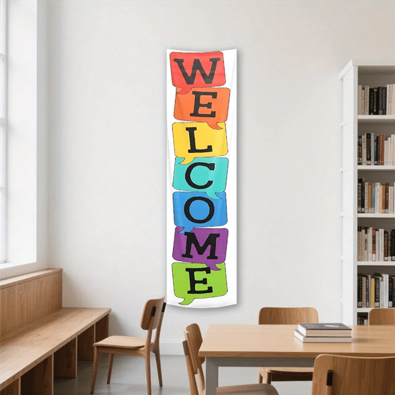 Tapestry Wall Decor Tapestry Blanket 2D flat, vivid rainbow welcome wall hanging - vibrant 