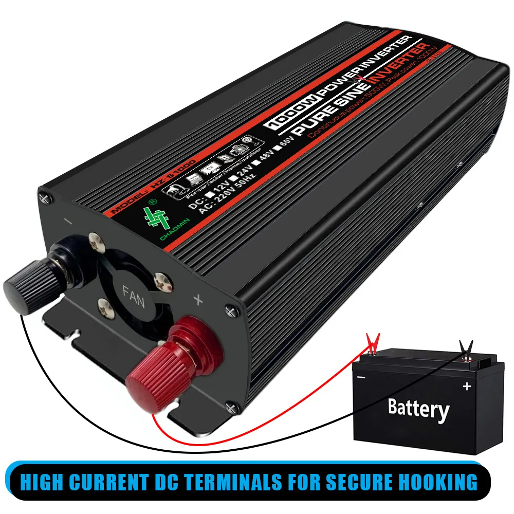 YINGFA Rated Power 500W Peak 1000W DC 12V 24V 48V 60V To AC 220V Pure Sine Wave Power Inverter