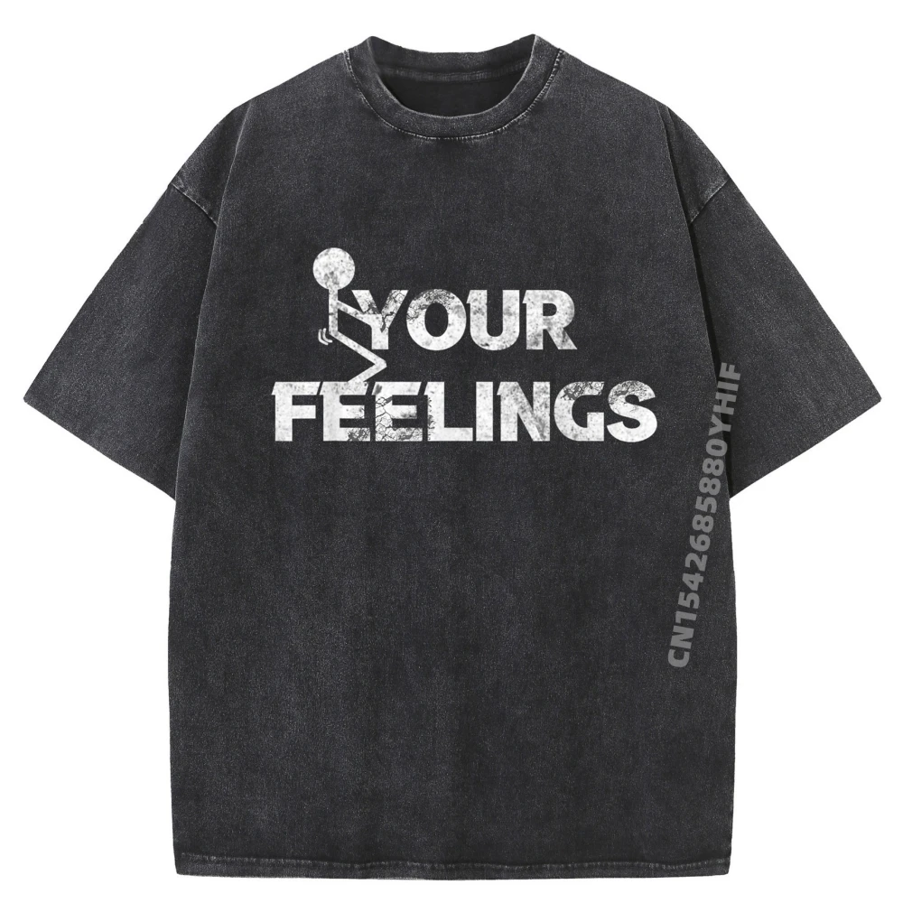 

Funky Washed Shirt Funny Fuck Feelings Grunge Brand Clothing Printed T-Shirt Mens Designer Graphic Clothes
