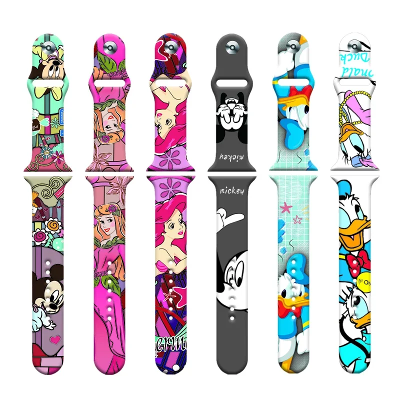 Disney Mickey Mouse Apple Watch Band for Iwatch Strap 1 2 3 4 5 6 7 Anime Band for Iwatch 38 40 41 42 44 45MM Replacement Strap