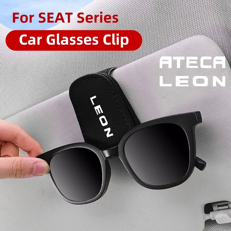 Car Sun Visor Sunglasses Hanger Clip For Seat Leon Mk2 Mk1 Mk3 Ateca Car Eyeglass Holder Magnetic Glasses Mount Ticket Card Clip