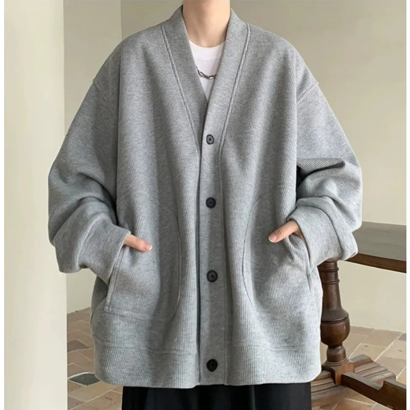 

High-end Trendy Brand Cardiga Loose Casual Coat Men's Solid-color Laid-back Style Coat Spring and Autumn Selling Men's Clothing
