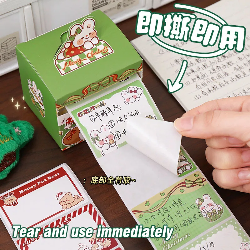 128 Sheets/Box Pull-up Square Memo Pad Christmas Pasted Sticky Note Decoration Message-Leaving Note Stationery Supplies