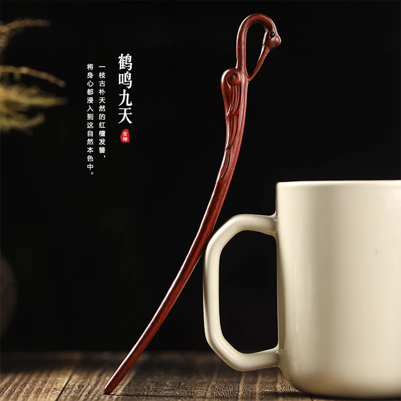 

New national tide hairpin, small-leaf rosewood DIY crane song nine days Creative national tide feminine wooden hairpin