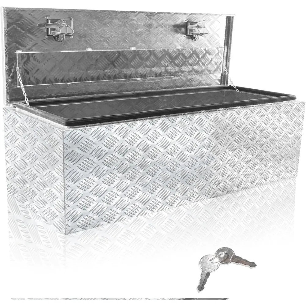 

Aluminum Heavy-Duty Truck Tool Box - 42x18x17 Inches, Underbody Storage with Lock and Diamond Plate Design
