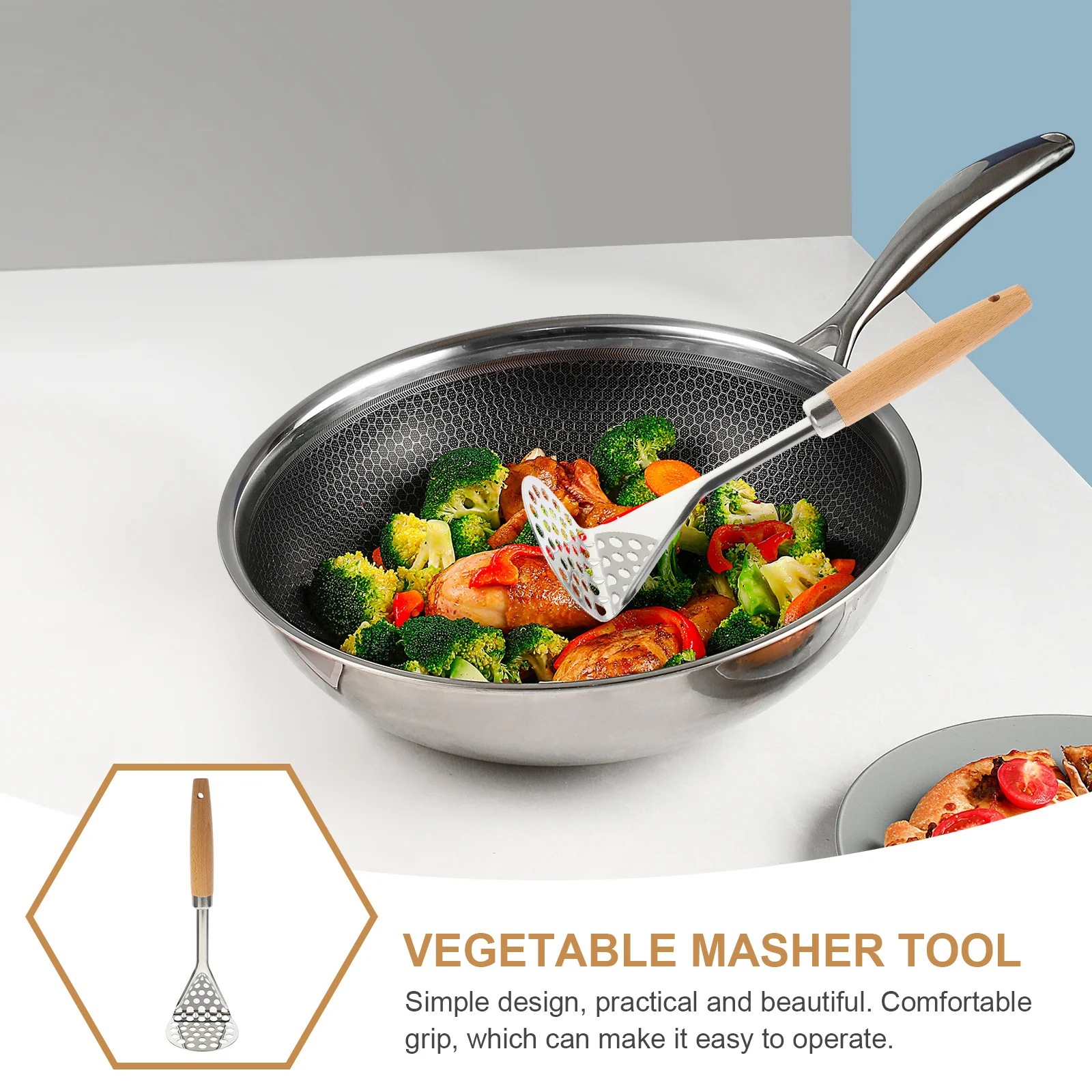 

Premium Reusable Potato Masher Stainless Steel Manual Press for Home Cooking Mashing Tools Kitchen Utensil Set