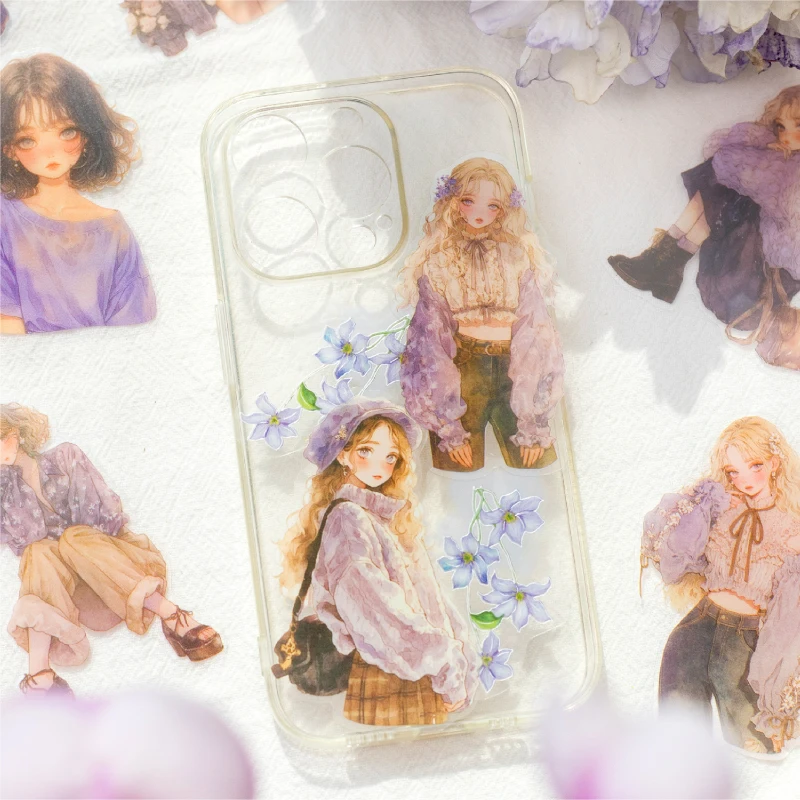 PET Retro Character Theme Stickers Pack Heartbeat Magazine Series Handmade Account DIY Decorative Cut Film Sticker Pack