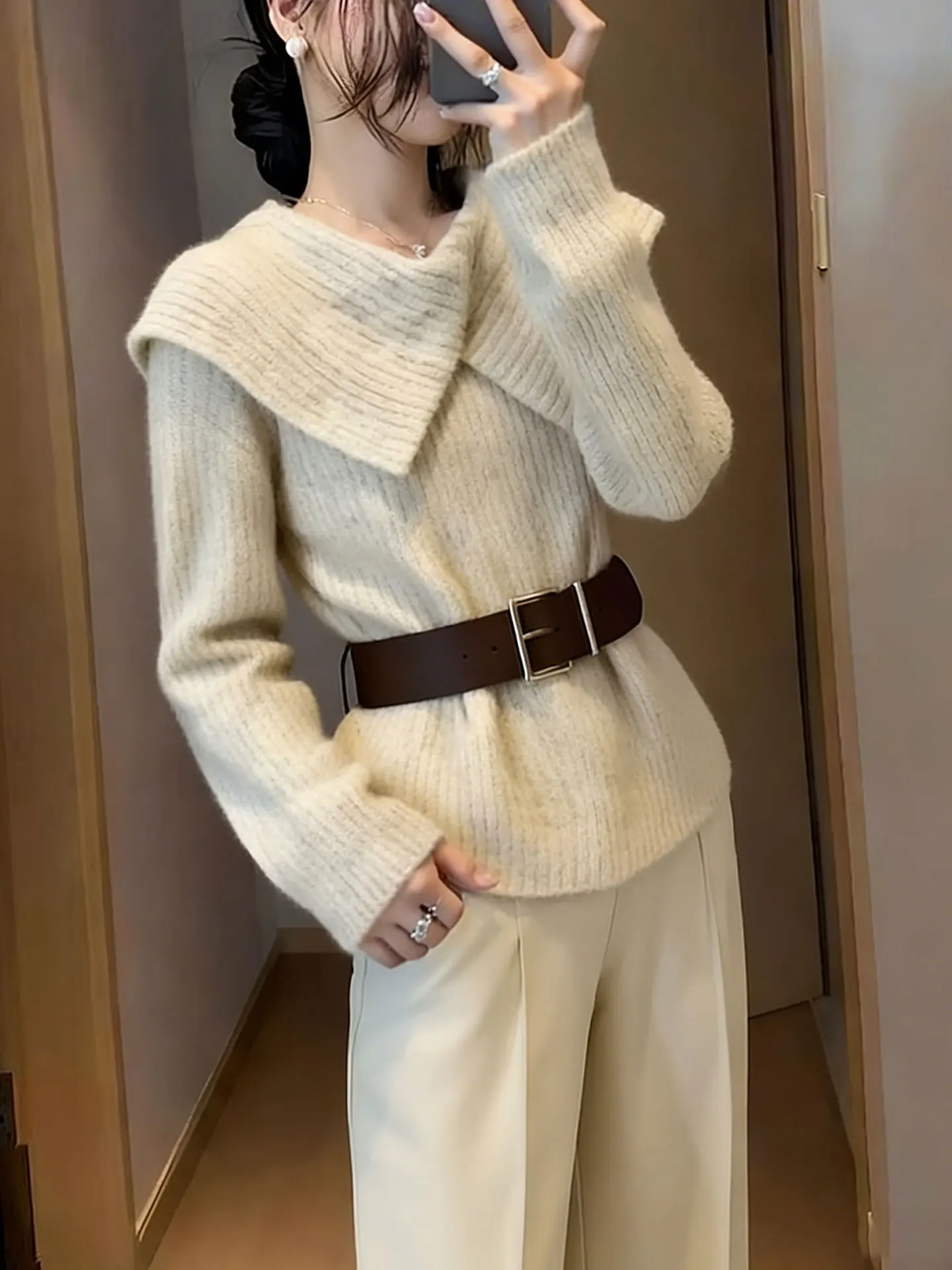 Ele Faionable Camere Suéter de malha longo Sve gola virada para baixo Sli Trendy Warm Winter Top feminino Premium Quali