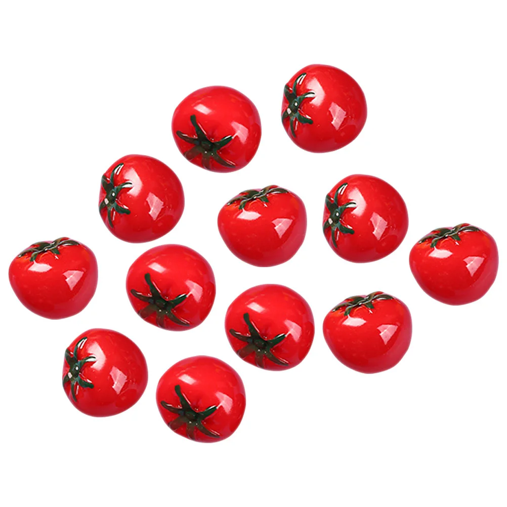 12 pièces Imitation tomate tomates miniatures modèle Photo accessoire résine faux Fruits Miniatures