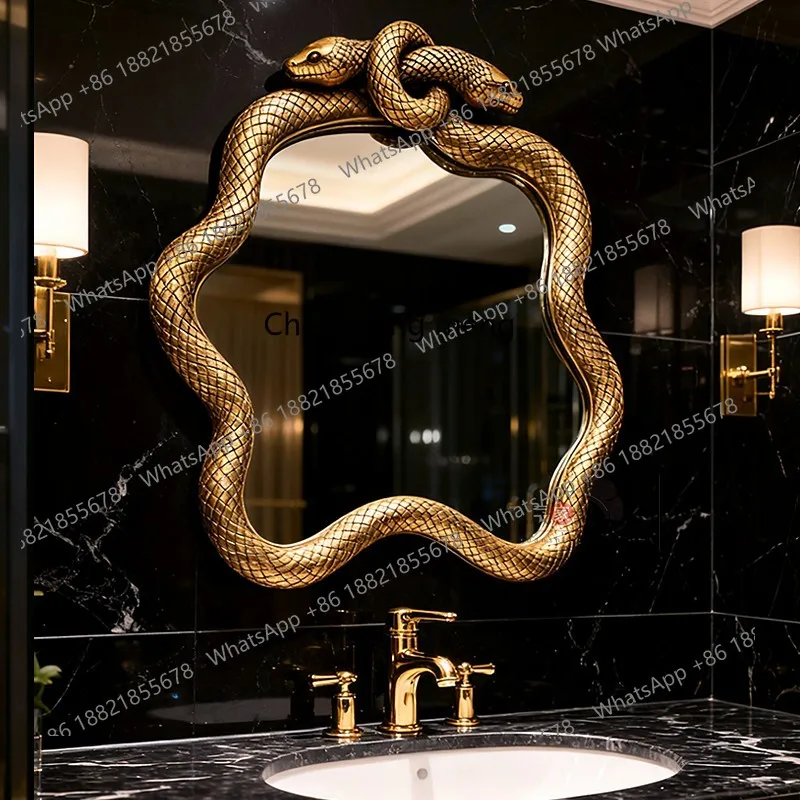 French art retro bathroom mirror wall hanging toilet makeup mirror living room American decorative mirror
