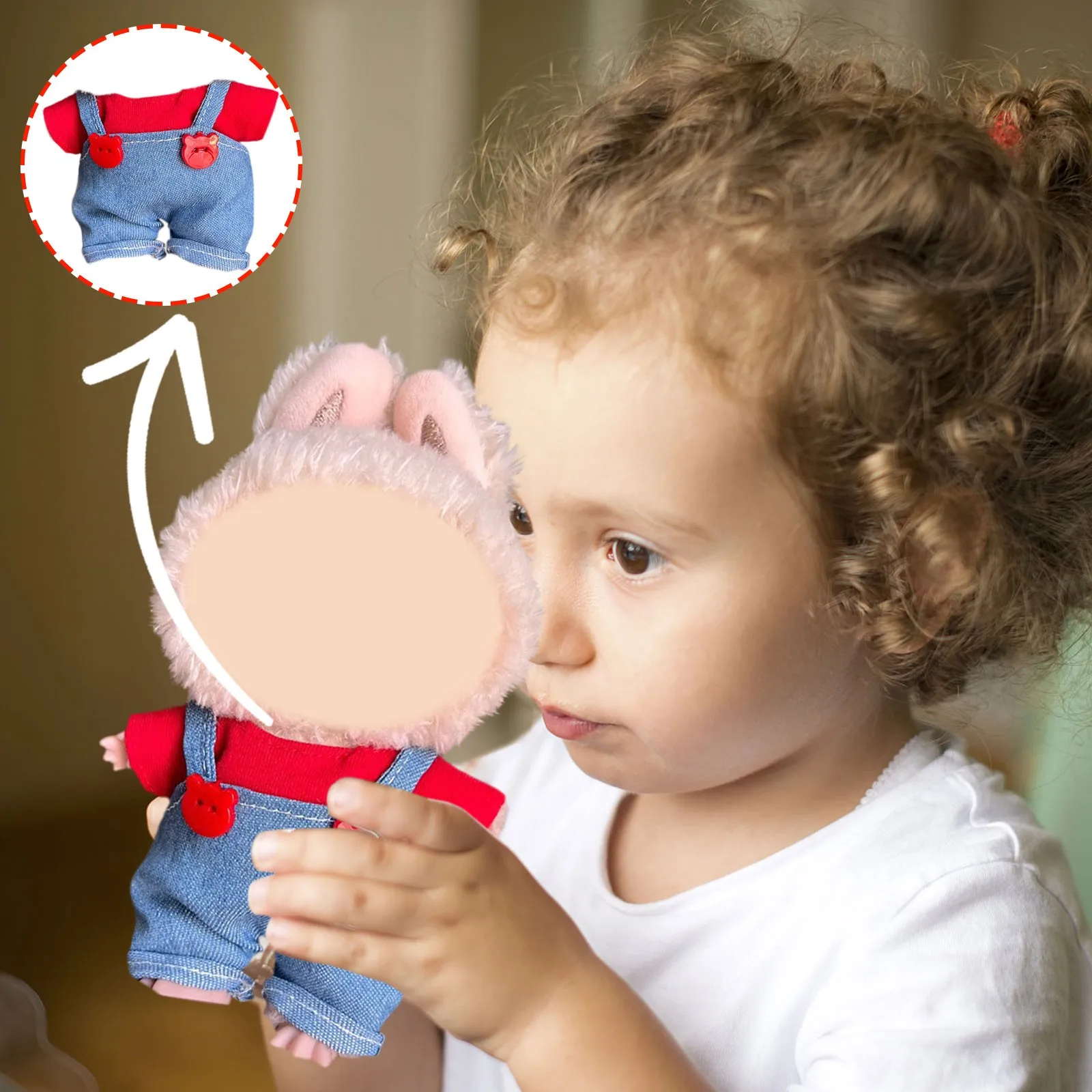 Roter Riemen Hosen Set Puppenkleidung Set für Labububu 17 cm Plüschpuppenzubehör Mädchenspielzeug Geburtstags- und Weihnachtsgeschenke