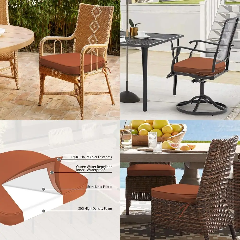 

4-Pack 19x19 Inch U-Shape Outdoor Chair Cushions, Fade-Resistant, Water-Repellent, Zippered Covers, Removable Foam Inserts, Red