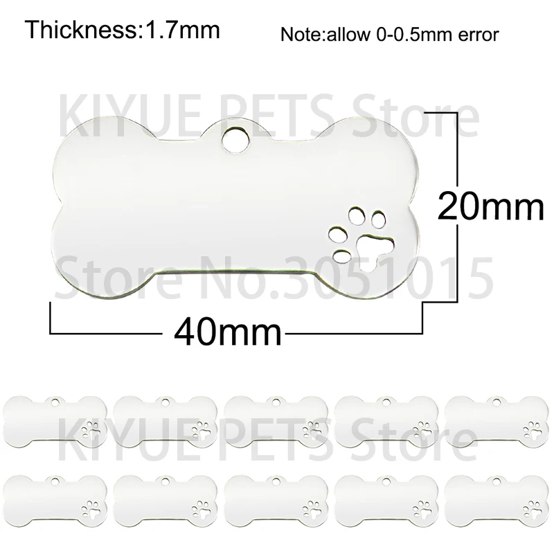 犬と猫のタグが付いた空のキーホルダー,20個,名前と骨のペンダント,パーソナライズされたアクセサリー,ドロップシッピング