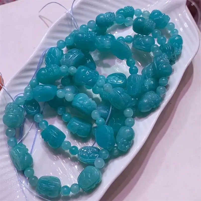 Natural Amazonite Pixiu Bracelet Reiki Healing Fengshui Stone Fashion Jewelry For Women Holiday Gift 1PCS