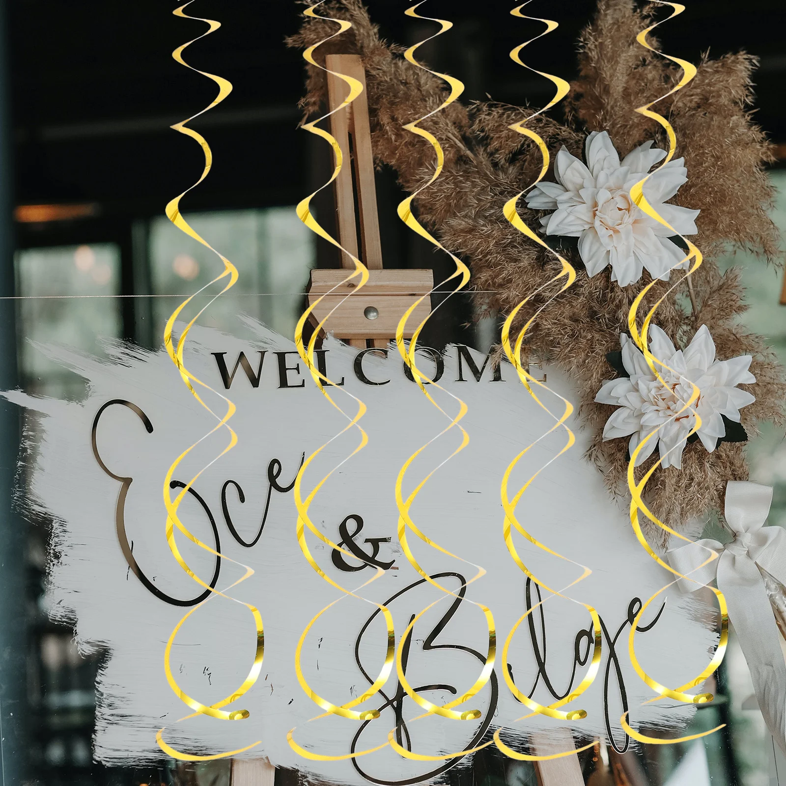 

6Pcs Spiral Pendant Hanging Swirls Durable Plastic Party Decorations Ceiling Hanging Glitter Wedding Birthday Festival