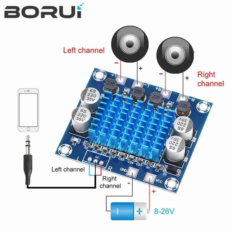 TPA3110 XH-A232 30W+30W 2.0 Channel Digital Stereo Audio Power Amplifier Board DC 8-26V 3A C6-001