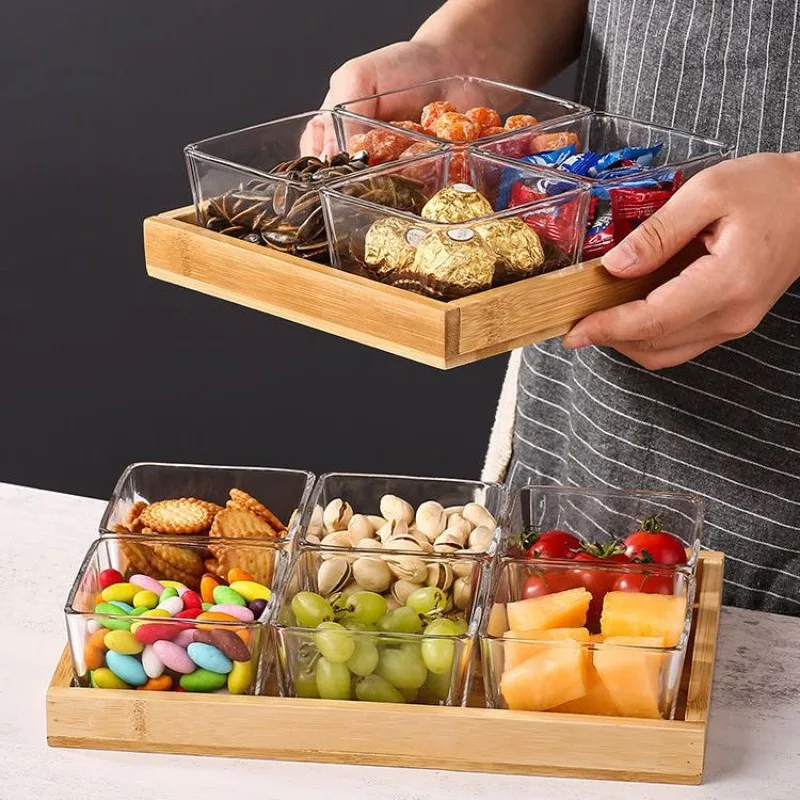 Creative Candy Box Division with Cover Living Room Fruit Plate Snack Platter Melon Seeds Wedding Candy Dried Fruit Storage Boxes