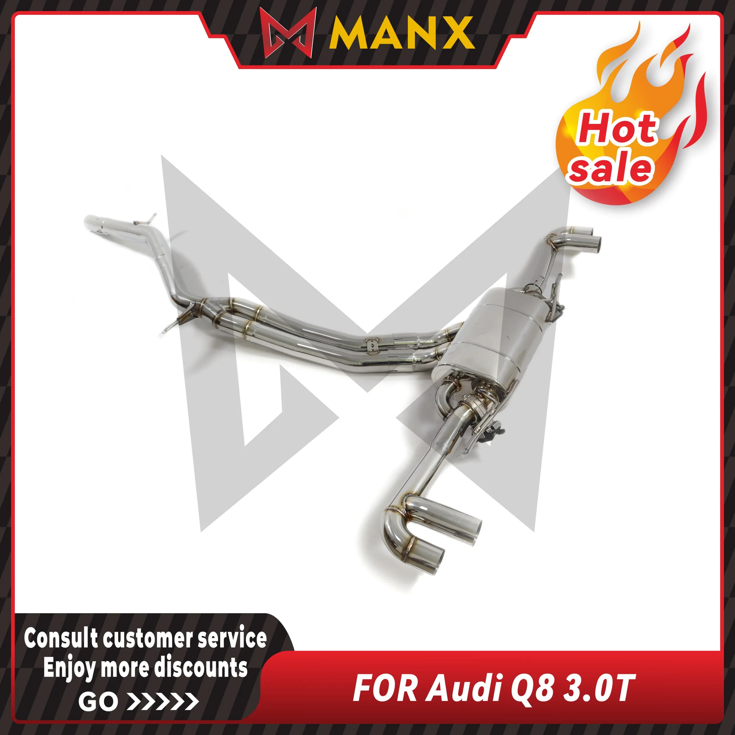 

Valved Cat-Back Exhaust System for Audi Q8 3.0T Stainless Steel With Remote Control Deep Loud Sport Sound