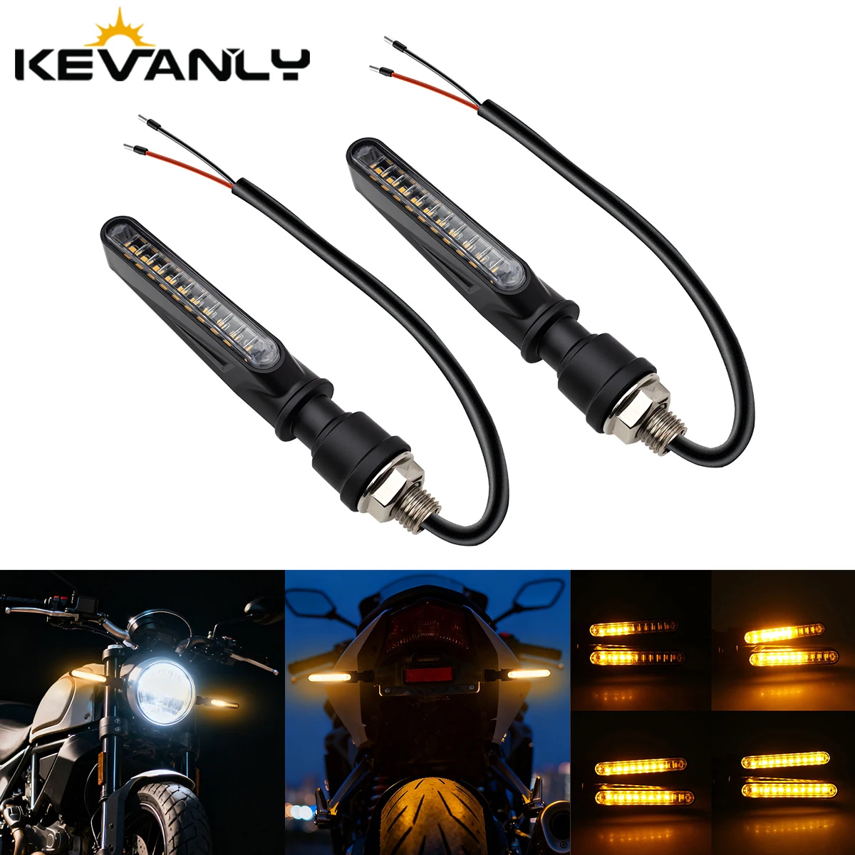 Intermitentes Led para motocicleta, indicadores direccionales, intermitente ámbar, luz de señal de freno trasero, lámpara DRL para motocicleta de 12V