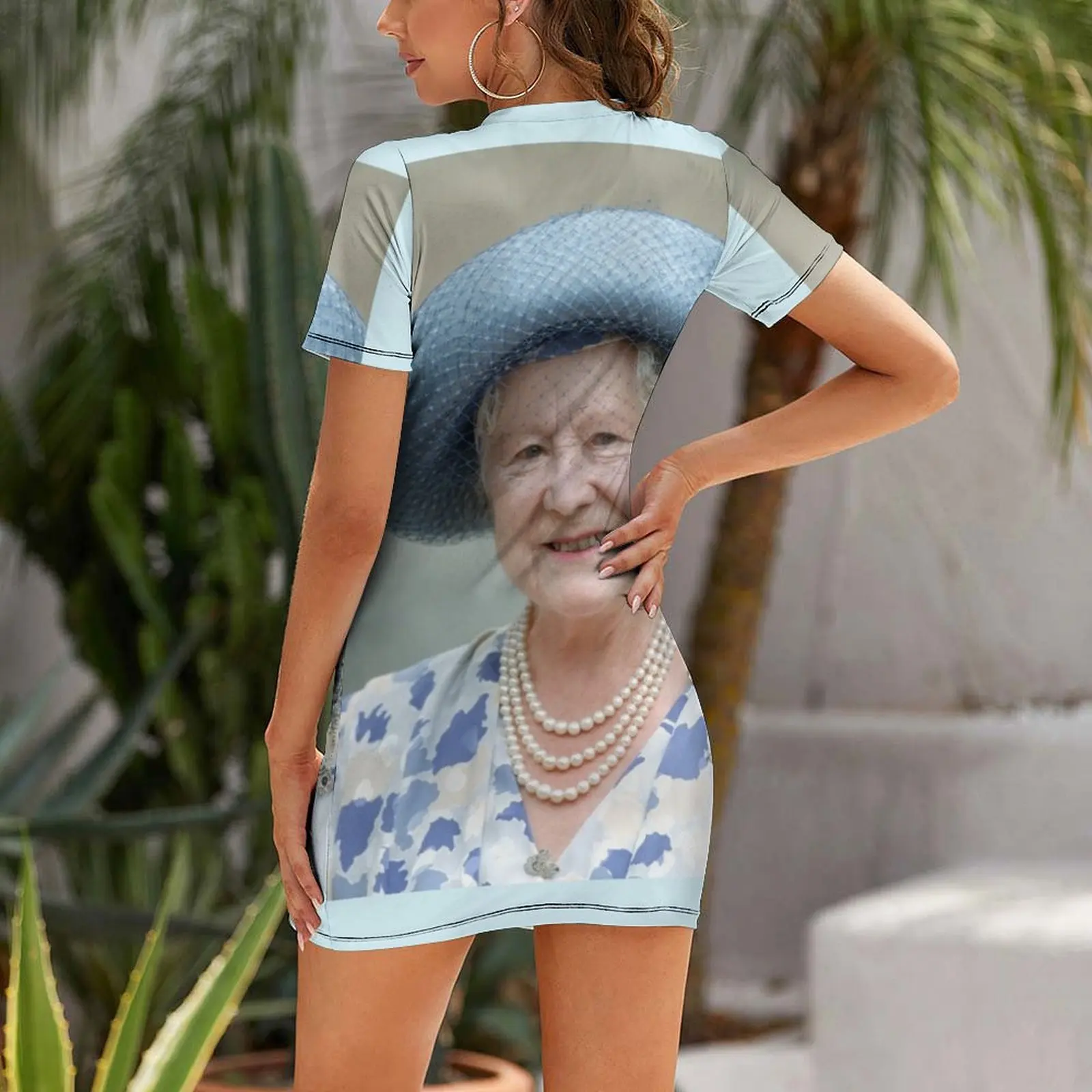 Majestic! HM Queen Elizabeth The Queen Mother Short Sleeved Dress women dress women's clothing summer 2025 novelties woman dress