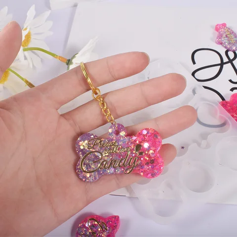 Форма для брелока-кулона в форме собачьей косточки, самодельная форма для собачьего жетона, форма из эпоксидной смолы, форма для литья из силикона и кристаллов, ювелирные изделия силиконовая смола купить - №7