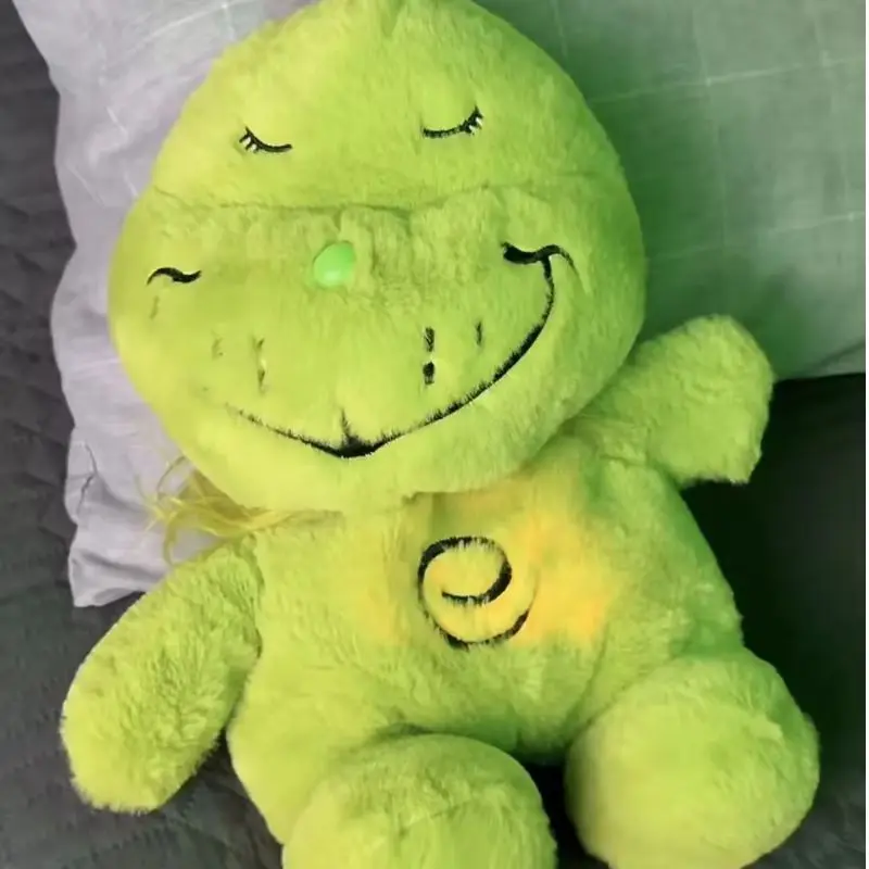 Nuovo Verde Shaggy Anime Peluche Giocattolo Respirazione Compagno Bambola Incandescente Pancia Peluche Periferico Carino Regalo di Festa Per Principianti