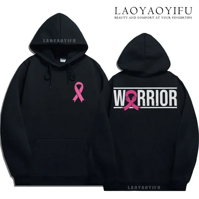 Breast Cancer Sweatshirt Warrior Pink Ribbon Sweater Fighter Tops Aesthetic Women Body Positivity Graphic Tops Long Sleeve Hoody