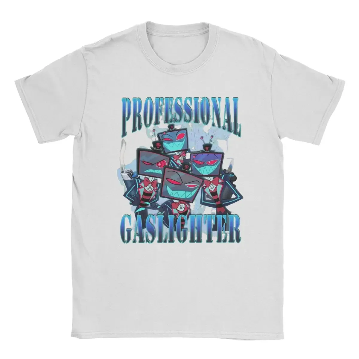 تي شيرت Vox Professional Gaslighter Hazbins Hotels Crazy تي شيرت قصير الأكمام تي شيرت برقبة دائرية ملابس نسائية مطبوعة