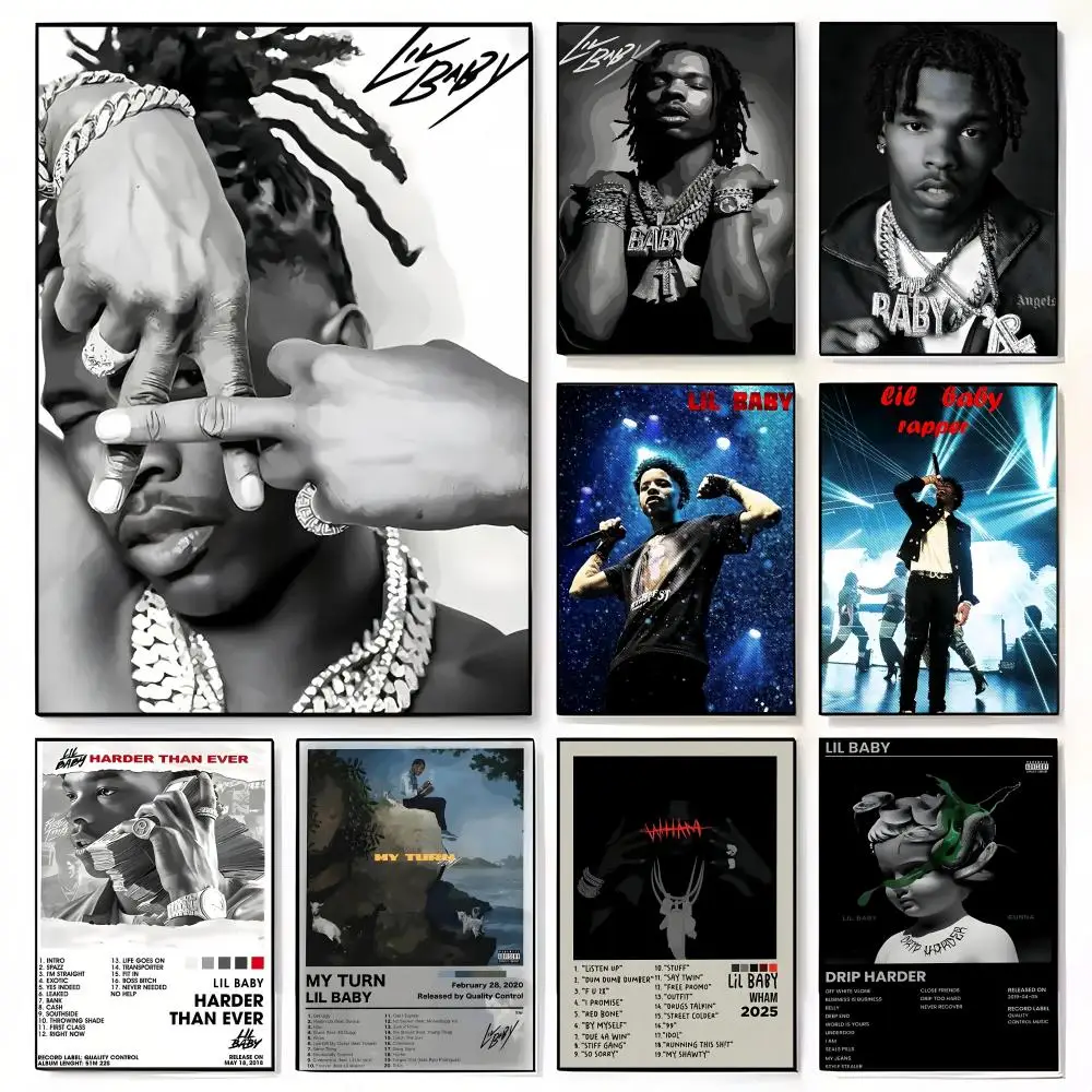 Pop Rap Music Album Cover Lil Baby Poster Stylish Wall Art for Bedroom Living Room Bar Café Home Décor Gift