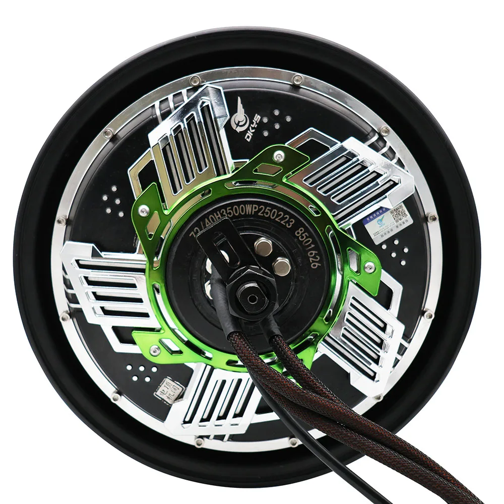 DKYS MOTOR 12-Inch 40H 3500WP Waterproof Brushless DC Motor 72V Hub For Electric Motorcycles Permanent Magnet Construction Green