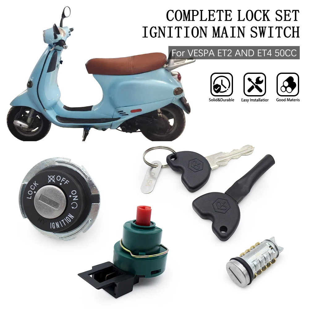 

Motorcycle Ignition Switch Lock Seat Lock GAS Fuel Tunk Cap Lock With Key Set For VESPA ET2 AND ET4 50CC