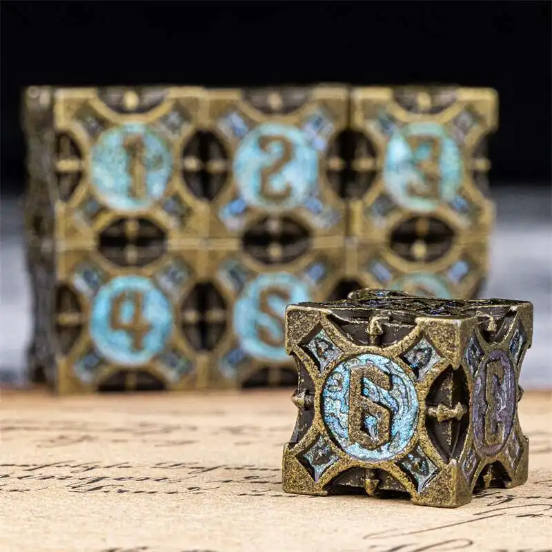 Dados azules de Metal DnD para mazmorras y dragones, juego de dados d y d, dados poliédricos, dados D & D D20, regalos de dados de Metal