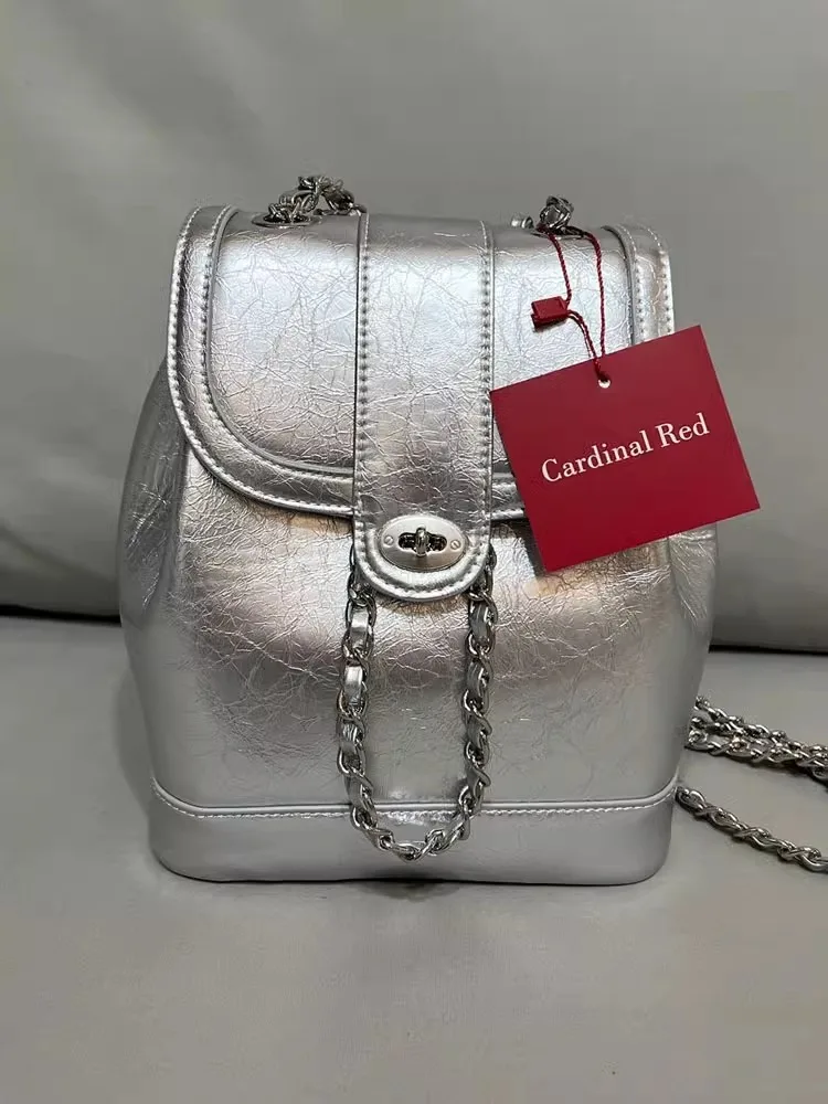 

Cardinal Red Buet Bag oulder Crossbody Vintage Chain Handbag Dual Strap Bapa Soft Leather Korean Sle Casual Purse