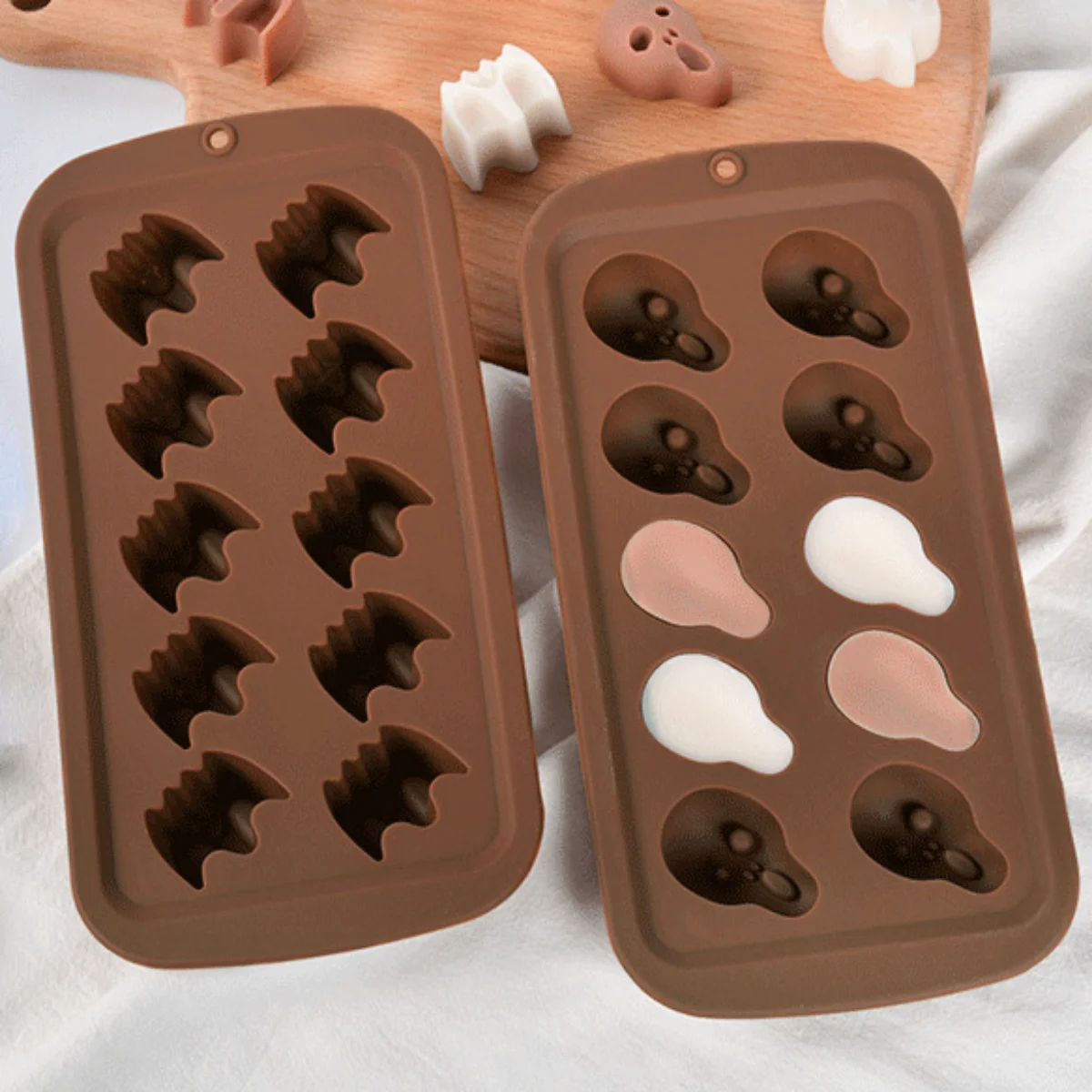 Multicavity Pumpkin Ghost Silicone Chocolate Mold DIY Bat Witch Hat Candy Biscuit Making Baking Mould Halloween Party Cake Decor