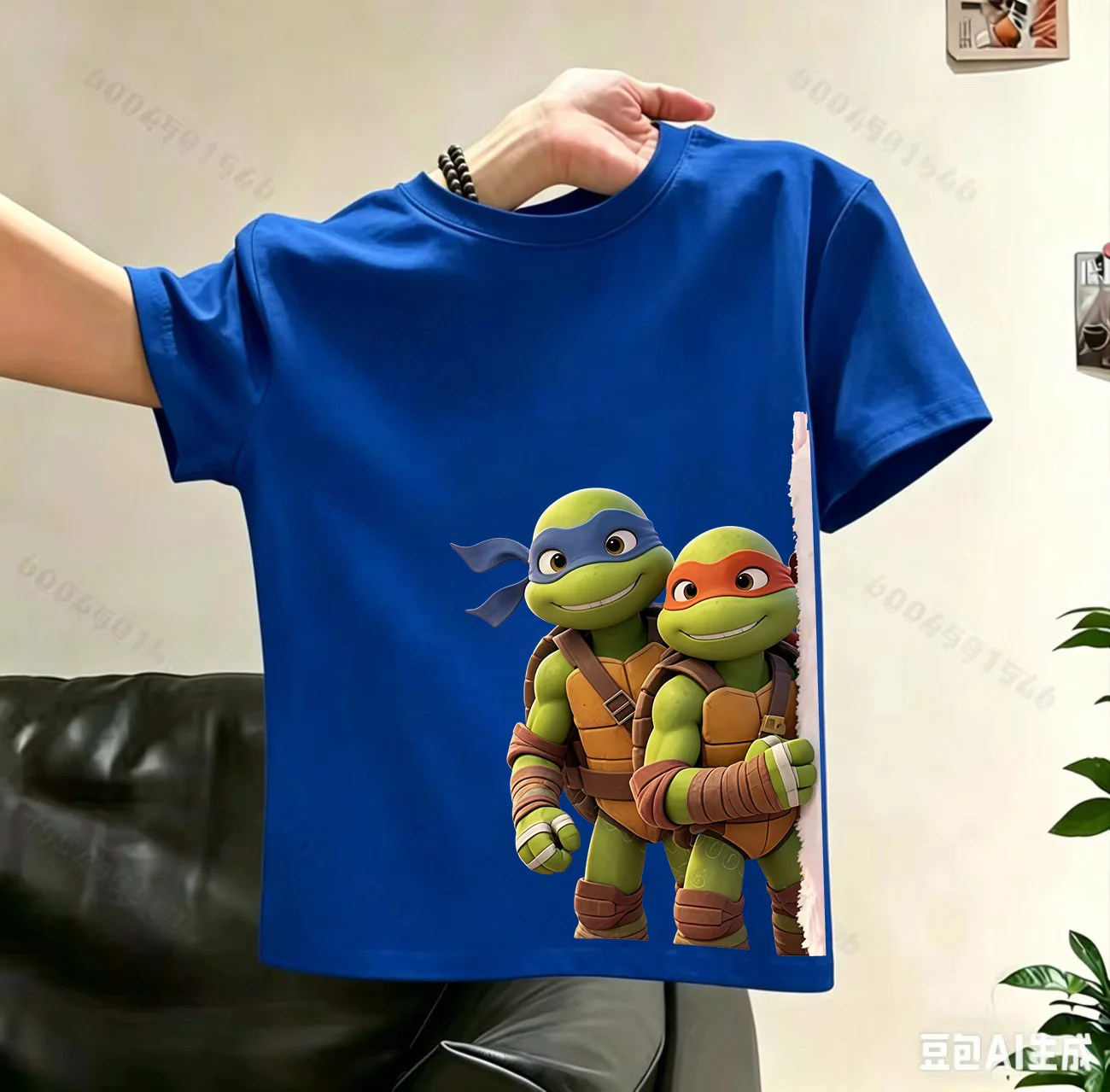 Ninja Turtles Children's Short-Sleeved Summer New Style Boys and Girls Cartoon Print T-Shirt Pure Cotton Breathable Top