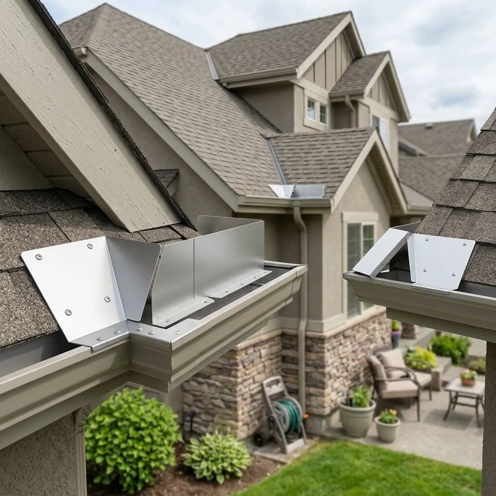 Gutter Valley For Splash Guard Kit 4 pcs Aluminum Rain Diverters to Enhance Gutter System Water Handling Capacity