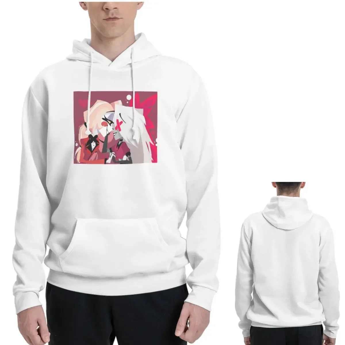 

Толстовки с капюшоном Charlie And Vaggie Valentines Hazbin Hotels, мужские и женские пуловеры, уличная одежда с длинными рукавами, осень-зима