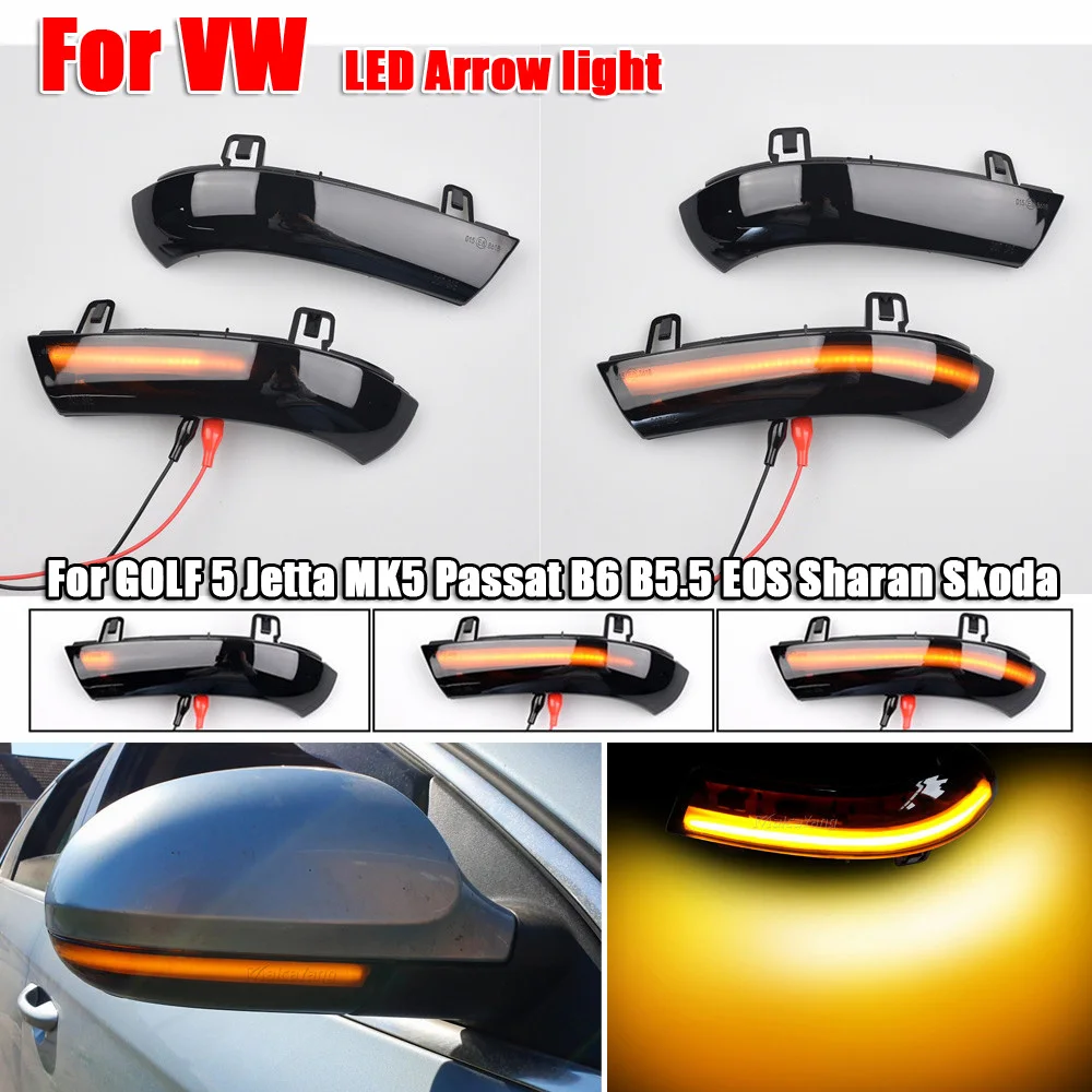 2szt Dynamiczny kierunkowskaz LED do Volkswagen GOLF 5 GTI Plus MK5 Jetta Passat B6 B5.5 Variant EOS Sharan Turn Light