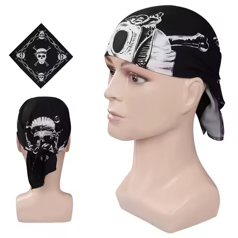 Fantasy Eddie Munson Cosplay Scarf Headband TV ST 4 Costume Accessories Men Black Skull Printed Bandana Hair Band Halloween Gift