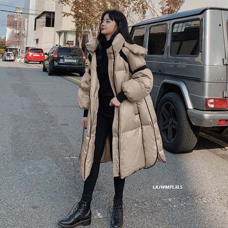 Winter 2023 90% New White Duck Down Coat Women Jacket Female Hooded Long Parkas Thick Warm Loose Casual Outwear Y234