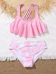 Ruffle Bikini 2026 Girls Swimsuit Kids Swimwear Female Children's Bathers Bathing Swimming Swim Suit Beachwear