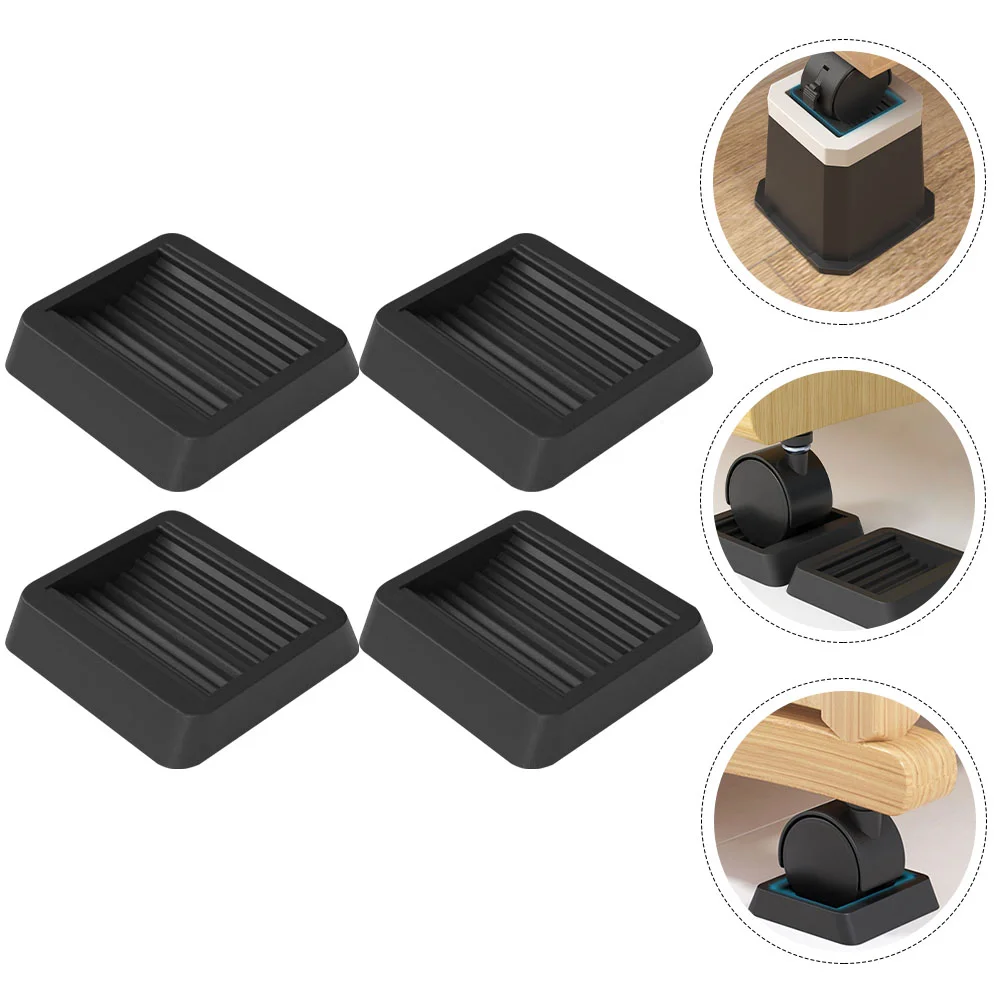 4 Pcs Caster Brake Bed Stoppers Floor Protectors for Chairs Area Rugs Rubber Furniture Coaster Hardwood Pads Floors Feet